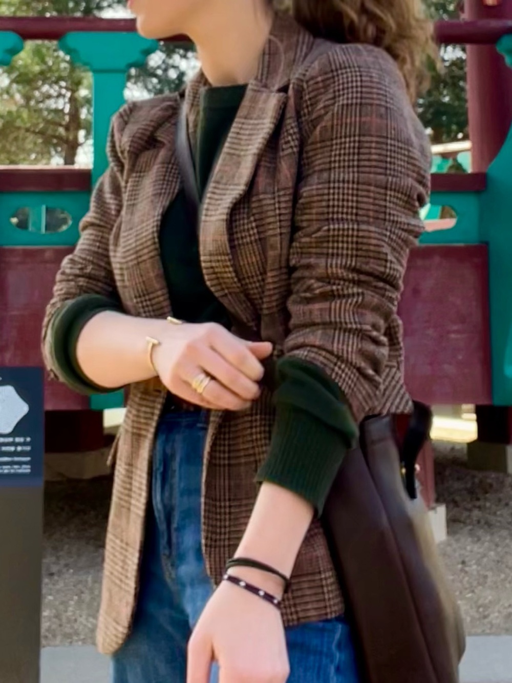 Ebossy Brown Plaid Blazer with Subtle Rust Accents